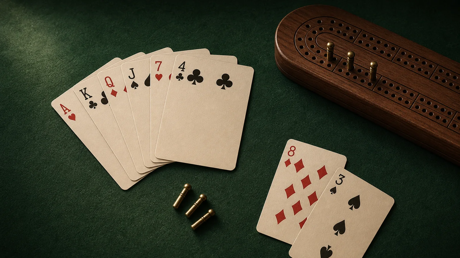 Six-card cribbage hand with two possible discards